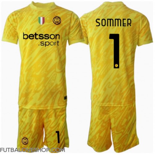 Dres Inter Milan Yann Sommer #1 Brankarsky Preč pre deti 2024-25 Krátky Rukáv (+ trenírky)